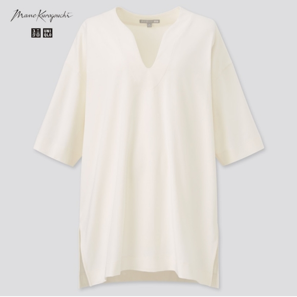 AIRism Off-White Cotton Half-Sleeve T - Picture 2 of 16